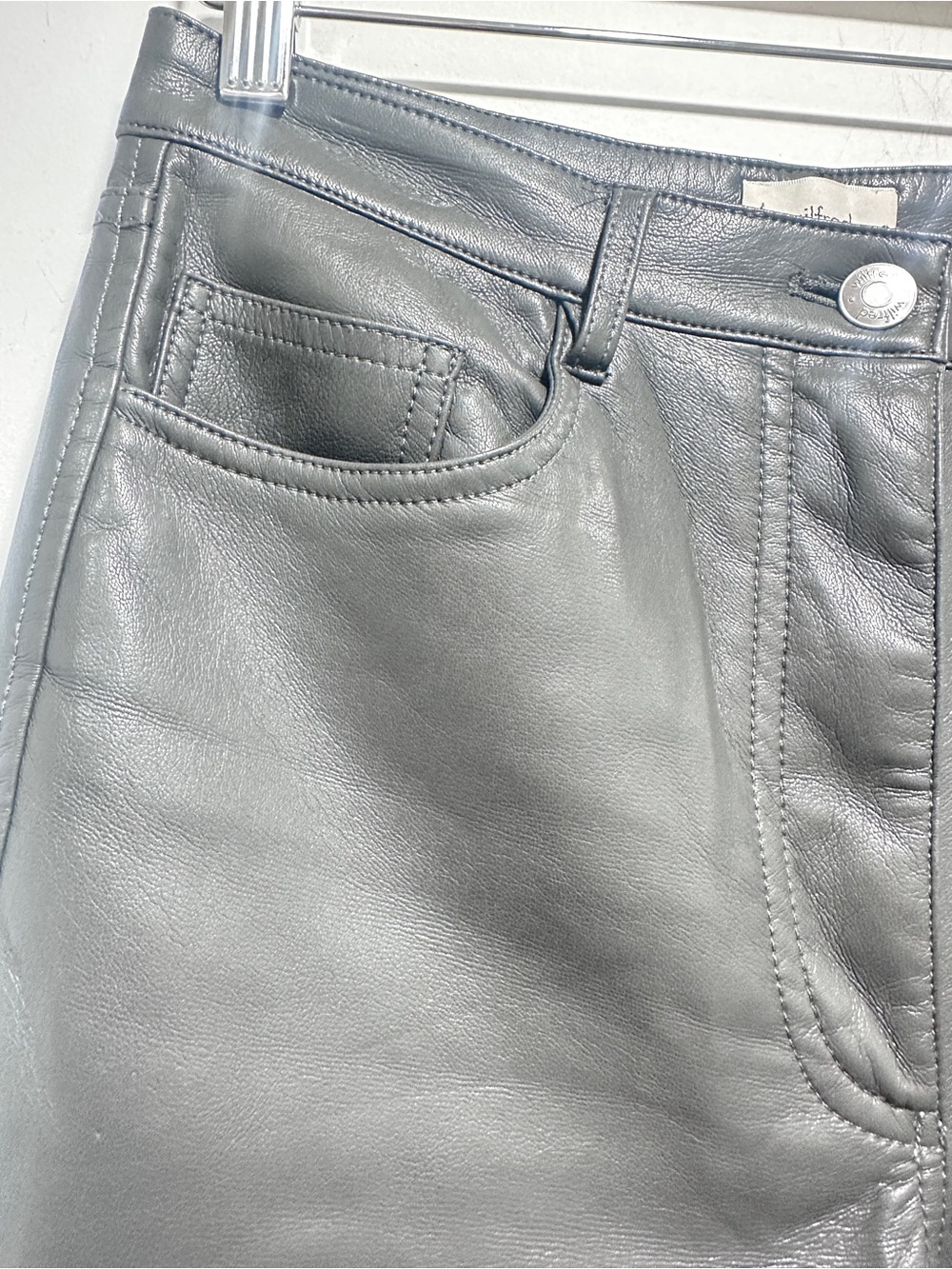 Aritzia Wilfred Melina High Waisted Vegan Leather Pants Charcoal Grey Small S - Picture 6 of 15